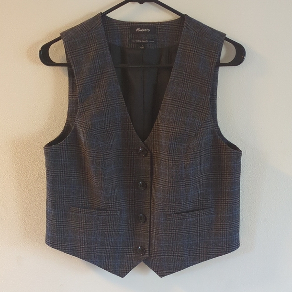 Madewell Jackets & Blazers - Madewell Wool Blend Suiting Vest Plaid